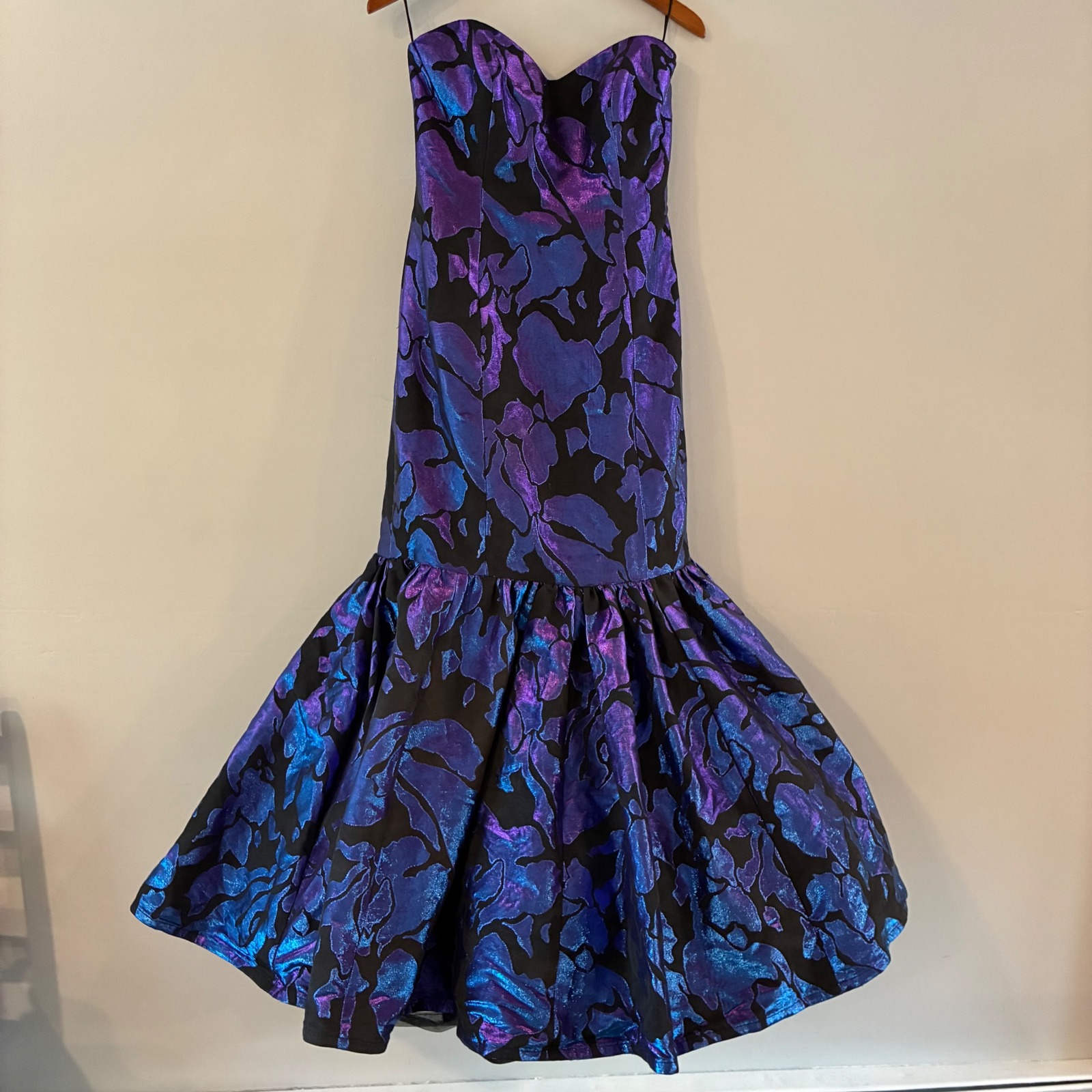 I Magnin Patricia Rhodes Gown 8 Metallic Jacquard Mermaid Gala Vtg Formal Party